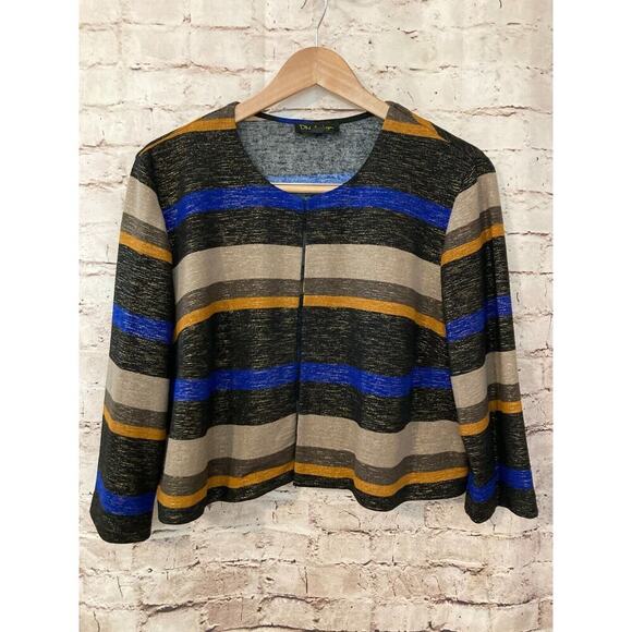 DN Design Top Womens 18 Layering Coverlet Cropped Striped Glitter Evening Open - Picture 1 of 14